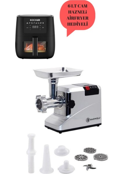 Strong Et Kıyma Makinesi 2600 W Full Metal Dişli - Kochler 6 Lt Airfryer Sıcak Hava Fritözü Hediyeli