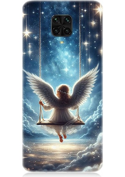 Xiaomi Redmi Note 9 Pro Uyumlu Yıldızlarla Salıncakta Melek Desenli Silikon Kılıf