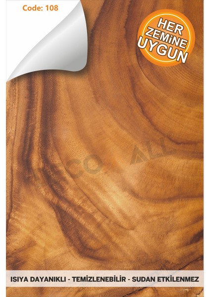 Code 108 Suya Dayanıklı Mutfak Banyo Zemin Mermer Mobilya Fayans Yapışkanlı Folyo Kaplama