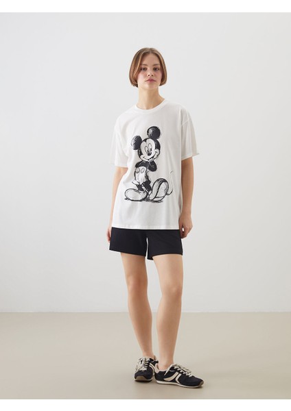 Yeni Sezon Bisiklet Yaka Mickey Mouse Baskili Kadin Tisort - S5OY17Z8 fiyatları