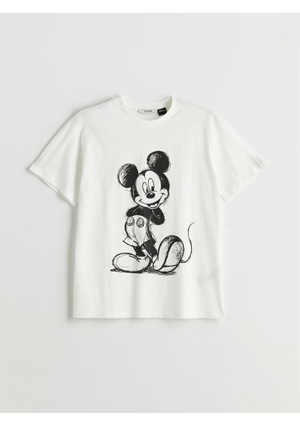Yeni Sezon Bisiklet Yaka Mickey Mouse Baskili Kadin Tisort - S5OY17Z8 indirimleri