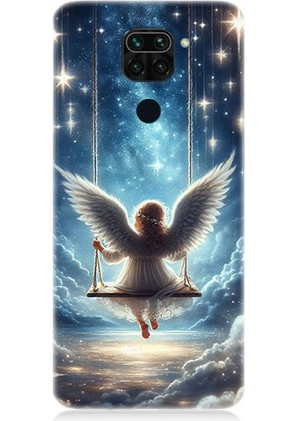 Xiaomi Redmi Note 9 Uyumlu Yıldızlarla Salıncakta Melek Desenli Silikon Kılıf