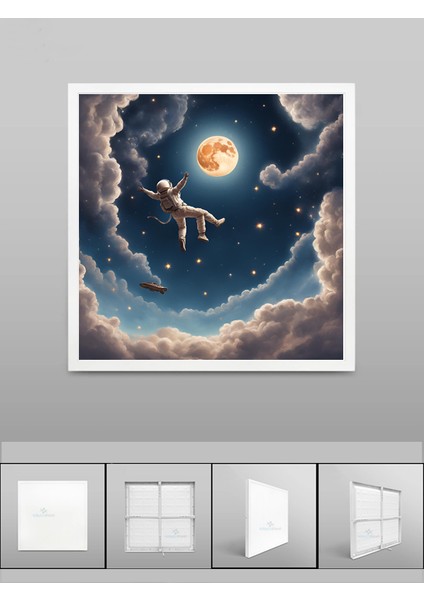 Uzay, Astronot, Yıldız Avize, 60WATT, Beyaz Işık, 60X60 Modern Kare LED Avize, Çocuk Odası Uzay indirimleri