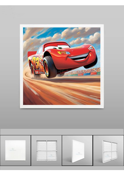 Şimşek Mcqueen Avize, 60X60 Çocuk Odası Avize, 60WATT, Estetik Kare, Yapay Zeka Tasarım Avize, Pist fırsatları