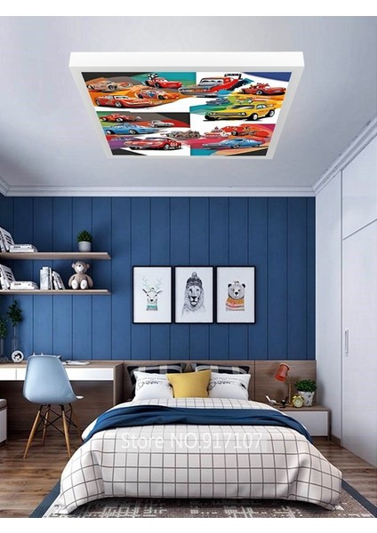 Şimşek Mcqueen Avize, 60X60 Çocuk Odası Avize, 60WATT, Estetik Kare, Yapay Zeka Tasarım Avize, Pist fiyatları