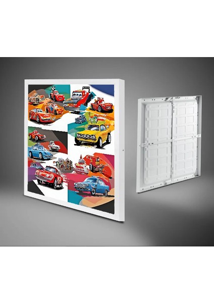 Şimşek Mcqueen Avize, 60X60 Çocuk Odası Avize, 60WATT, Estetik Kare, Yapay Zeka Tasarım Avize, Pist fırsatları