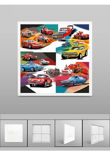 Şimşek Mcqueen Avize, 60X60 Çocuk Odası Avize, 60WATT, Estetik Kare, Yapay Zeka Tasarım Avize, Pist indirimleri