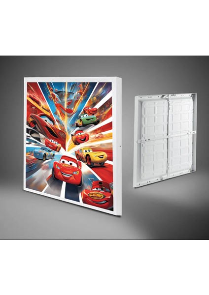 Şimşek Mcqueen Avize, 60X60 Çocuk Odası Avize, 60WATT, Estetik Kare, Yapay Zeka Tasarım Avize, Pist modelleri