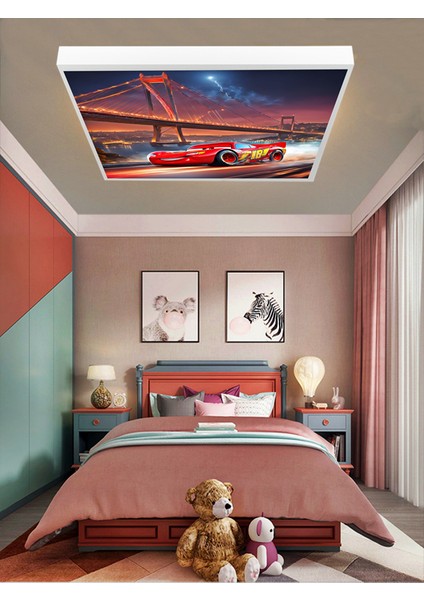 Şimşek Mcqueen Avize, 60X60 Çocuk Odası AVIZE,60WATT, Yapay Zeka Tasarım Avize, Mcqueen Istanbul