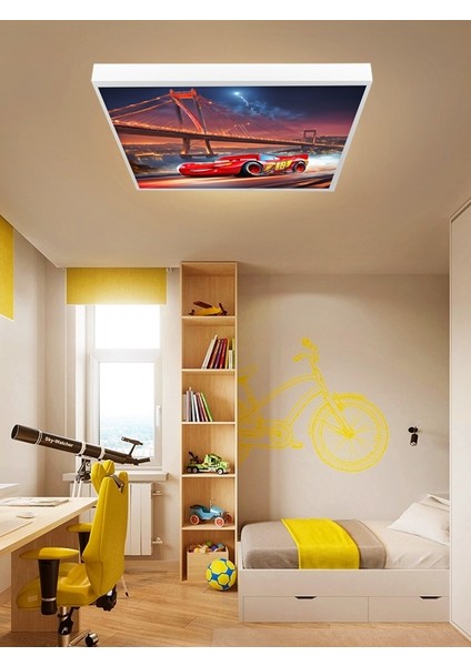 Şimşek Mcqueen Avize, 60X60 Çocuk Odası AVIZE,60WATT, Yapay Zeka Tasarım Avize, Mcqueen Istanbul modelleri