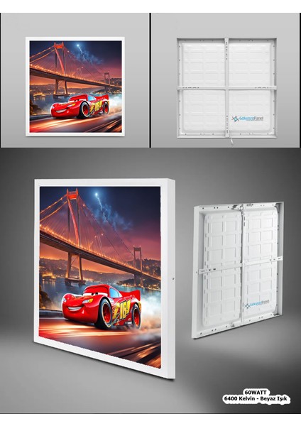 Şimşek Mcqueen Avize, 60X60 Çocuk Odası AVIZE,60WATT, Yapay Zeka Tasarım Avize, Mcqueen Istanbul