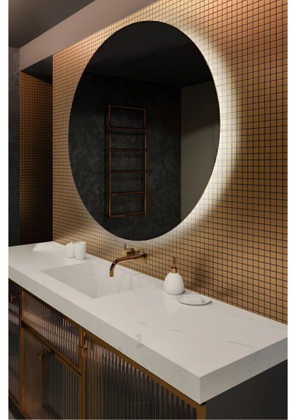 Dekoratif Yuvarlak Ayna Beyaz 60 cm Antre Hol Wc