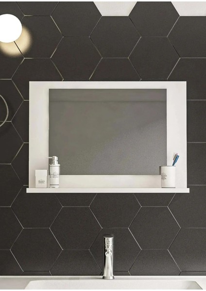 Beyaz Lavabo Aynası Dekoratif Raflı Wc-Banyo Modern fiyatları