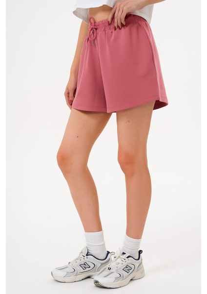 Kadın Modal Beli Lastikli Bağcıklı Düz Basic Kısa Şort modelleri