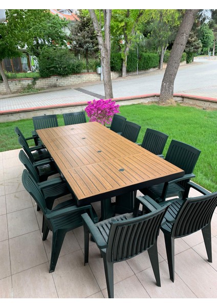 Katar I Masa Ahşap Desenli 180 cm Masa Bahçe Balkon Teras Veranda Dış Mekan fiyatları