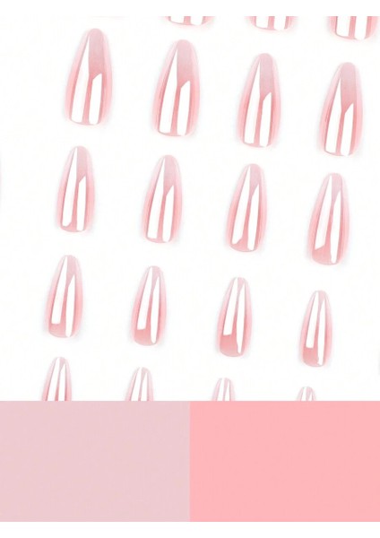 Nude Pembe Ayna Tozlu Badem 24’lü Takma Tırnak Seti ve Zararsız Yapıştırıcı fiyatları