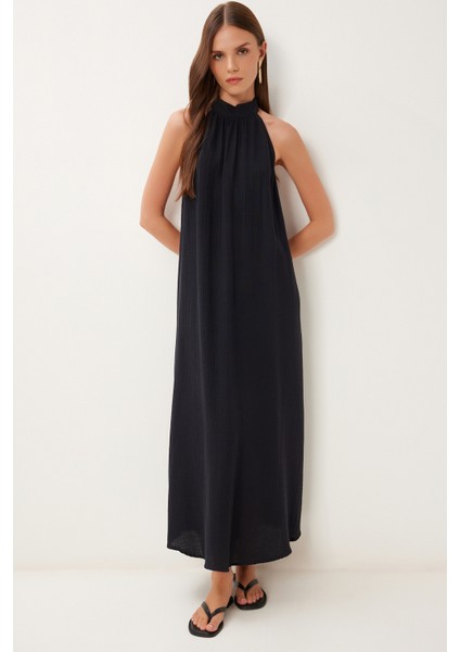 Halter Yaka Yazlık Müslin Elbise