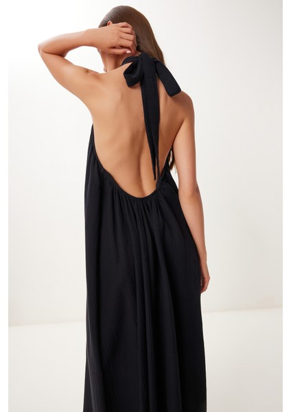 Halter Yaka Yazlık Müslin Elbise