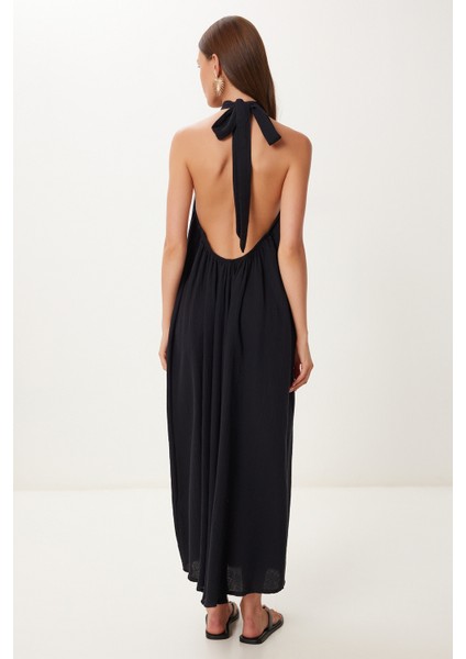 Halter Yaka Yazlık Müslin Elbise