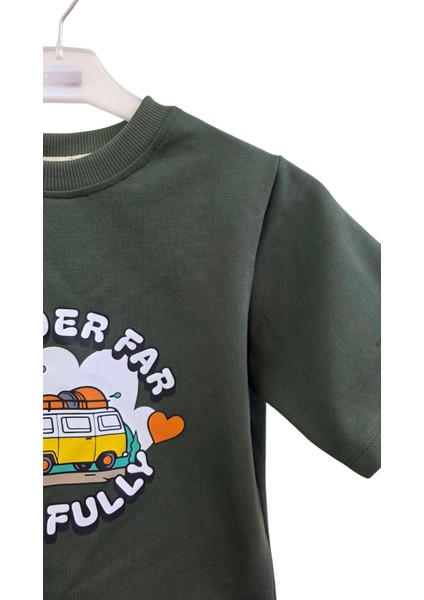 Haki Çocuk Normal Kalıp Bisiklet Yaka Baskılı No1 Basic Tişört fiyatları