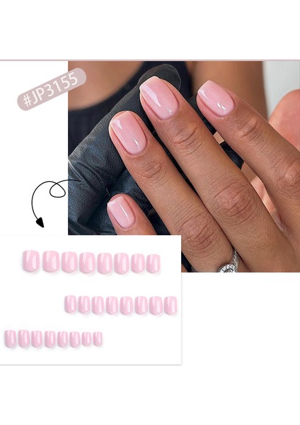 Pembe Düz Kısa 24’lü Takma Tırnak Seti ve Zararsız Yapıştırıcı fiyatları