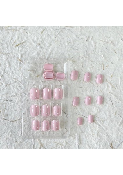 Pembe Düz Kısa 24’lü Takma Tırnak Seti ve Zararsız Yapıştırıcı modelleri