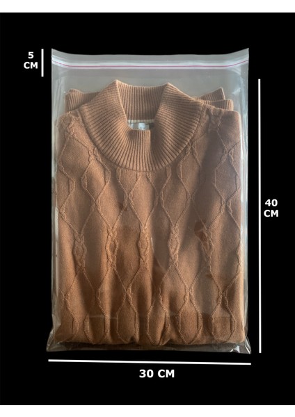 100 Adet 30X45 cm Bantlı Opp Jelatin Poşet, Şeffaf Yapışkanlı Poşet ( 30X40+5 cm Kapak)
