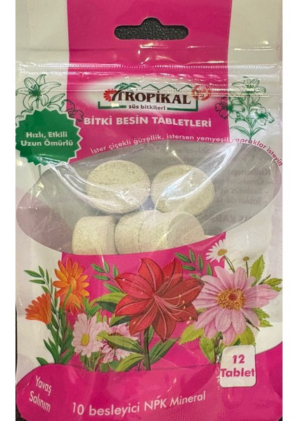 Tablet Çiçek Coşturan Besini, Tablet Çiçek Besini, 1 Tablet 3 Ay Etkili. 12 Adet Tablet 1 Pakette