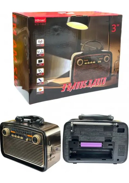 Auris Ktf 1467 Nostalji Radyo LED Fener Işıklı Bluetooth Hoparlör Usb-Sd Kart Giriş Şarjlı Bataryalı Pilli modelleri