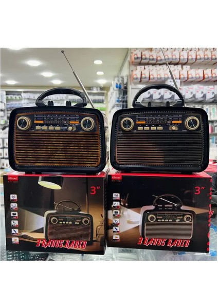 Auris Ktf 1467 Nostalji Radyo LED Fener Işıklı Bluetooth Hoparlör Usb-Sd Kart Giriş Şarjlı Bataryalı Pilli