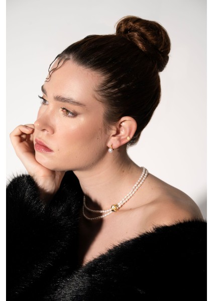 Tiara İnci Küpe - Gold