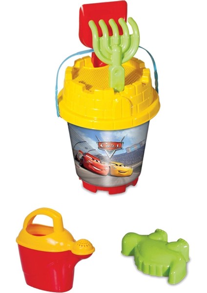 6'lı Orta Boy Plaj Kum Kovası Seti, Arabalar, Deniz ve Oyun Için Mavi Sarı Renk