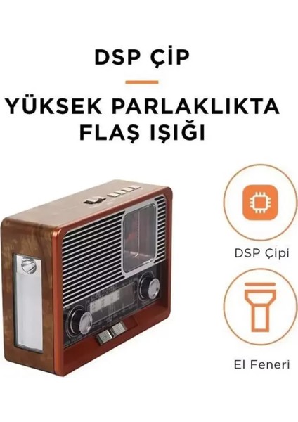 Auris Ahşap KTF-1647 Nostaljik Wireless Bluetooth Hoparlör