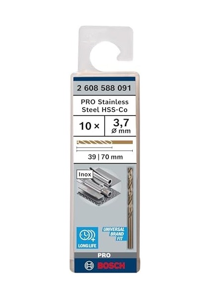 Storemax 2 608 588 091 - Metal Co Matkap, Dın 338 3,7 x 39 x 70 mm (Paket 10) fiyatları