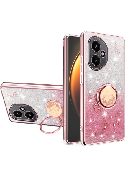 Honor 400 5g Yüzük Kickstand Tpu Çiçekler Telefon Kılıfı Degrade Parıltı (Yurt Dışından)