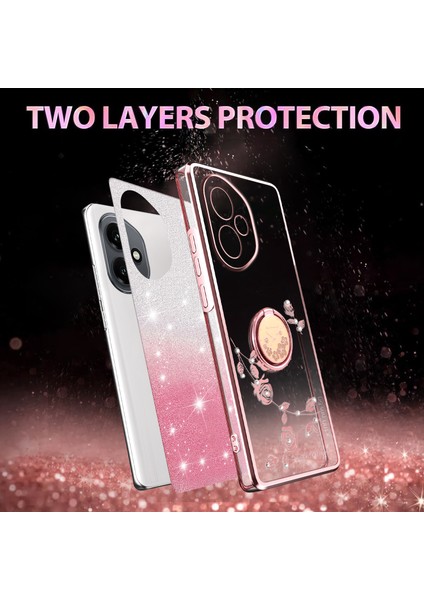 Honor 400 5g Yüzük Kickstand Tpu Çiçekler Telefon Kılıfı Degrade Parıltı (Yurt Dışından) modelleri