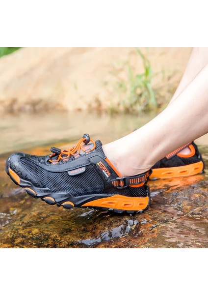 HTT1605 Erkek Tekking Outdoor Aqua Siyah Turuncu Spor Sandalet Ayakkabı