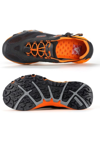 HTT1605 Erkek Tekking Outdoor Aqua Siyah Turuncu Spor Sandalet Ayakkabı