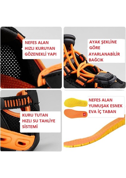 HTT1605 Erkek Tekking Outdoor Aqua Siyah Turuncu Spor Sandalet Ayakkabı