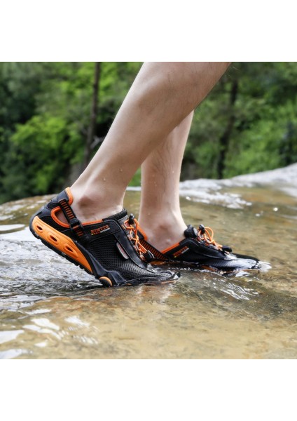 HTT1605 Erkek Tekking Outdoor Aqua Siyah Turuncu Spor Sandalet Ayakkabı