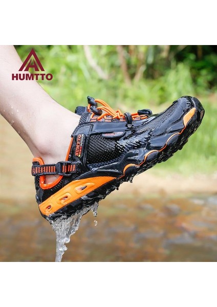 HTT1605 Erkek Tekking Outdoor Aqua Siyah Turuncu Spor Sandalet Ayakkabı