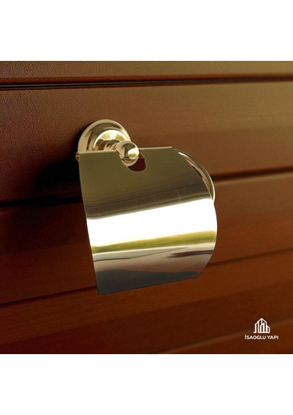 Isaoğlu Yapı Gold Tuvalet Kağıtlık Vintage Klasik Model Kapaklı Kağıtlık Gold Pirinç fiyatları