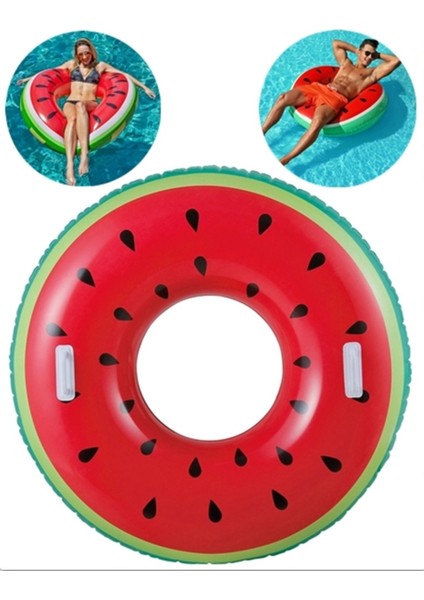 Karpuz Desenli Şişme Simit 90 Cm, Deniz ve Havuz Keyfi Için Renkli Eğlence