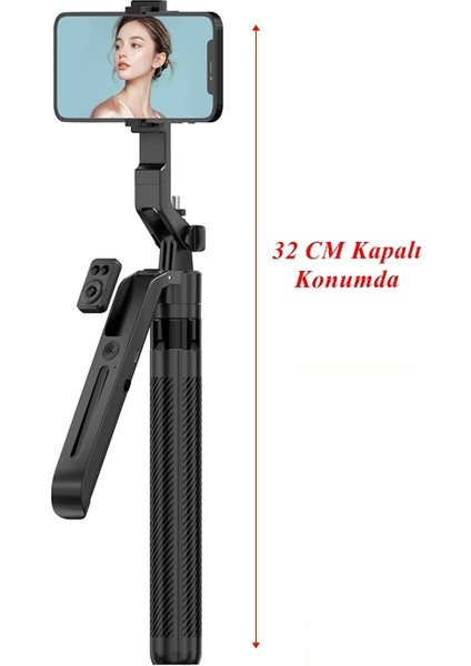 Akıllı Takip Tripodu Selfie Çubuğu 180 cm 360° Uzaktan Kumandalı Devrilmez Ayaklı