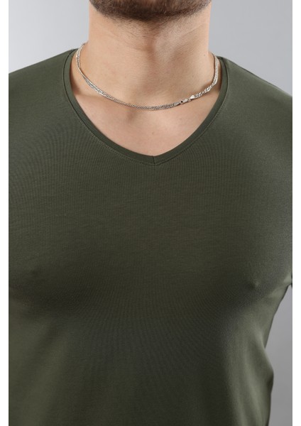 Erkek %100 Pamuk Slim Fit Dar Kesim V Yaka Basic Tişört fiyatları