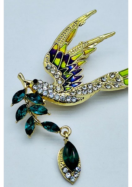 Zümrüt Zeytin Dalı Kuşu Broş fiyatları