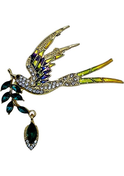 Zümrüt Zeytin Dalı Kuşu Broş fırsatları