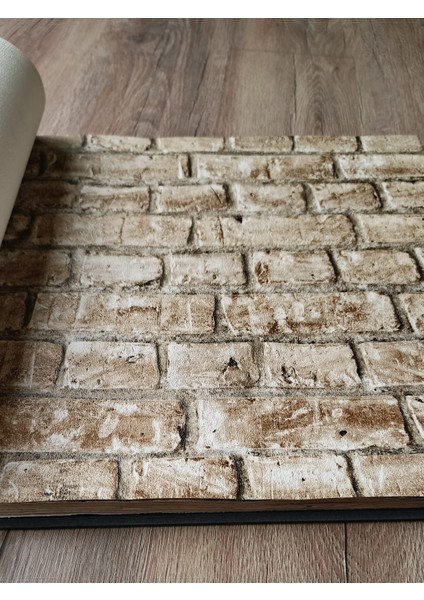 3 Boyutlu Krem Taş Desen Hava Alabilen Silinebilir Duvar Kağıdı 5 M²
