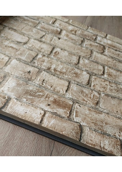 3 Boyutlu Krem Taş Desen Hava Alabilen Silinebilir Duvar Kağıdı 5 M²
