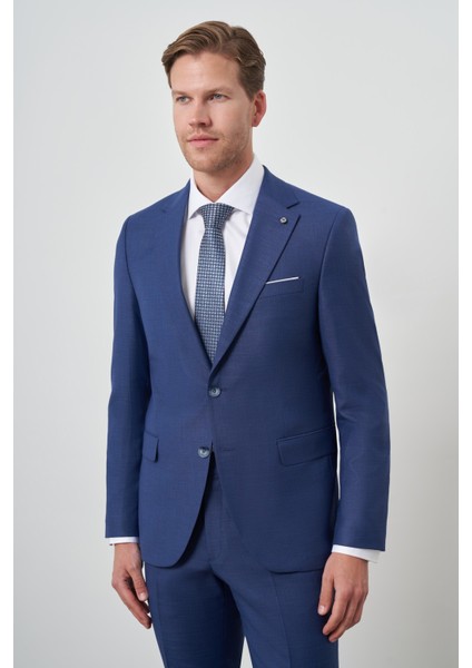 Erkek Parlement Poliviskon Slim Fit Mono Yaka Takım Elbise